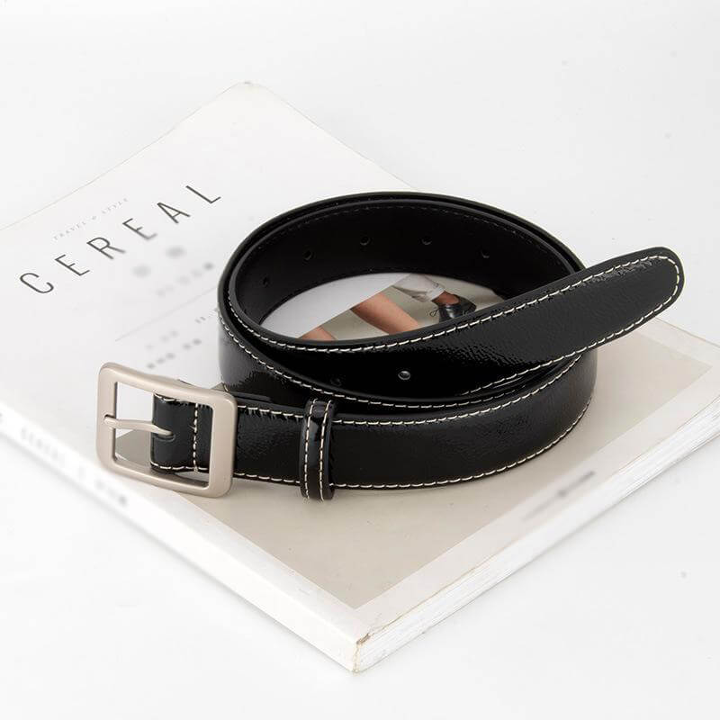 Women's Top - Grain Cowhide Belt with Metal Buckle – Babylon Leather - Babylon LeatherBabylon LeatherDJ01-Black