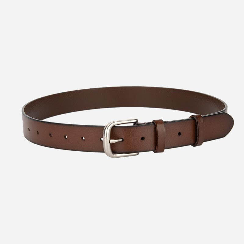 Women's Top - Grain Leather Belt with Slim Buckle – Babylon Leather - Babylon LeatherBabylon LeatherDJ02-Brown