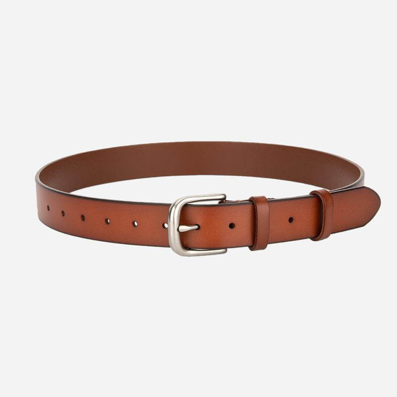 Women's Top - Grain Leather Belt with Slim Buckle – Babylon Leather - Babylon LeatherBabylon LeatherDJ02-Chestnut