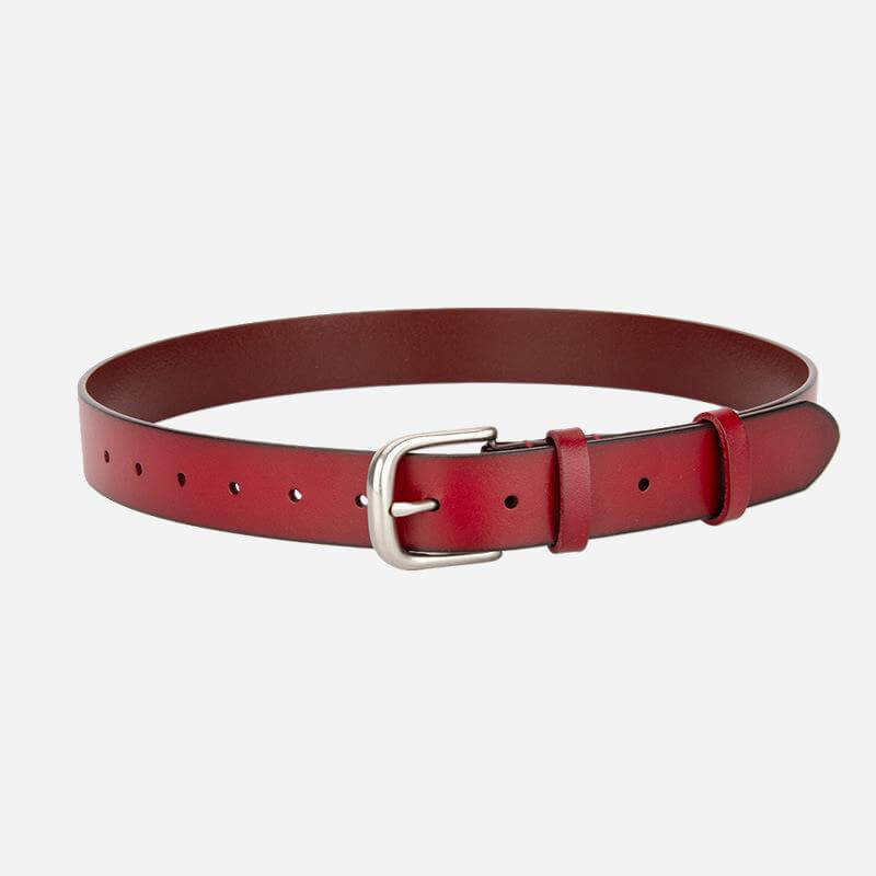 Women's Top - Grain Leather Belt with Slim Buckle – Babylon Leather - Babylon LeatherBabylon LeatherDJ02-Red