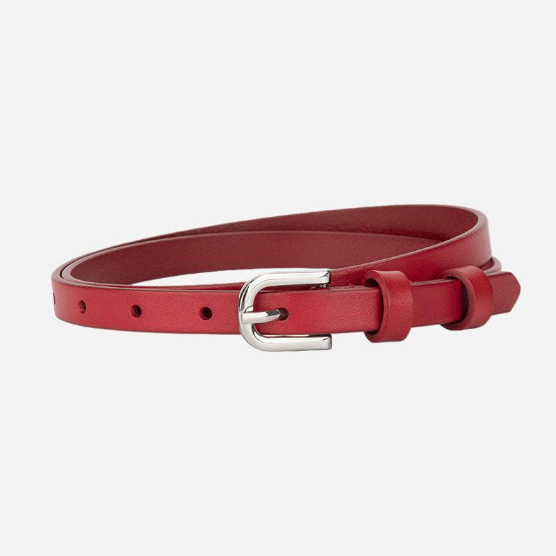 Women's Ultra - Thin Top - Grain Cowhide Commuter Belt – Babylon Leather - Babylon LeatherBabylon LeatherDJ09-Red