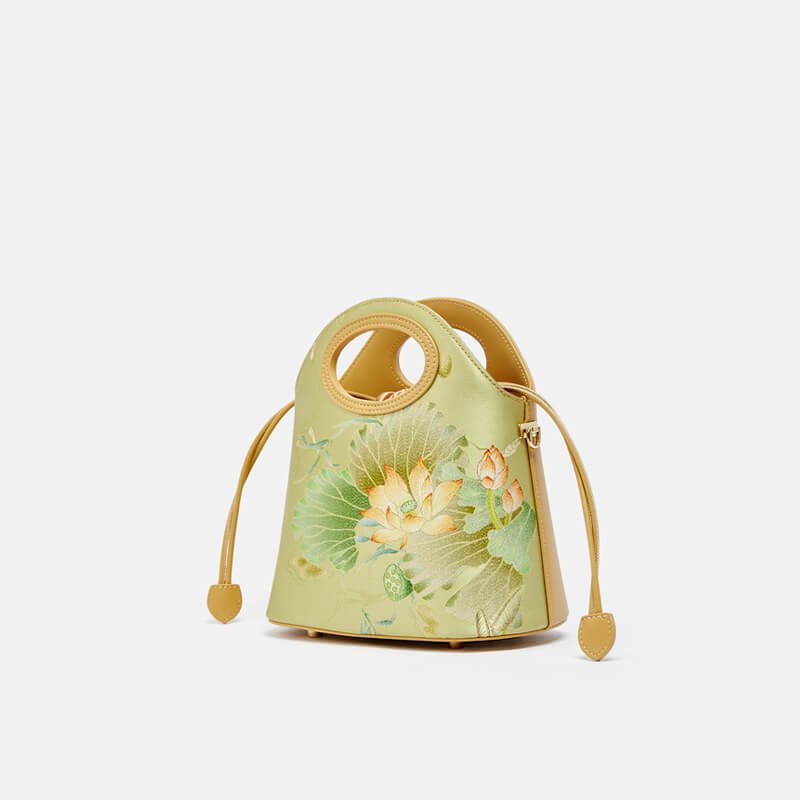 Women‘s Vintage Floral Silk Handbag – Babylon Leather - Babylon LeatherBabylon LeatherTX033-Khaki