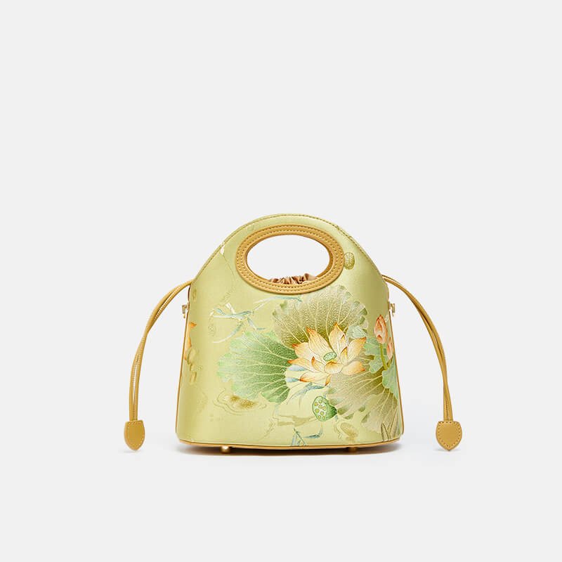 Women‘s Vintage Floral Silk Handbag – Babylon Leather - Babylon LeatherBabylon LeatherTX033-Khaki