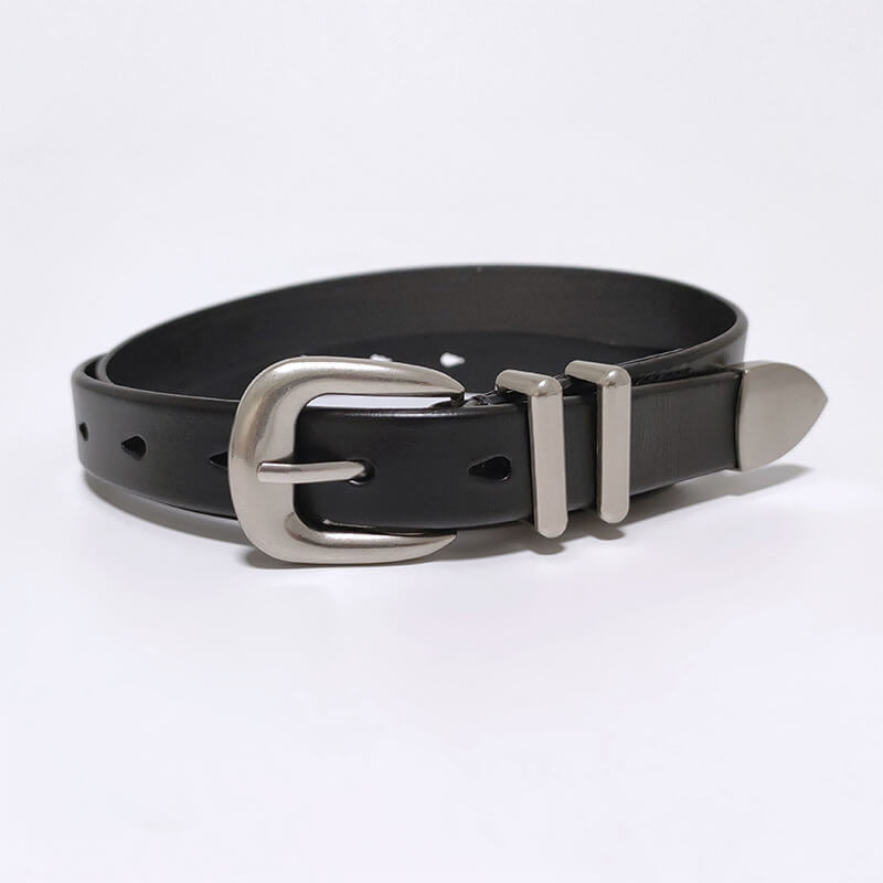 Women's Vintage Silver Buckle Cowhide Leather Belt – Babylon Leather - Babylon LeatherBabylon LeatherDJ04-Black