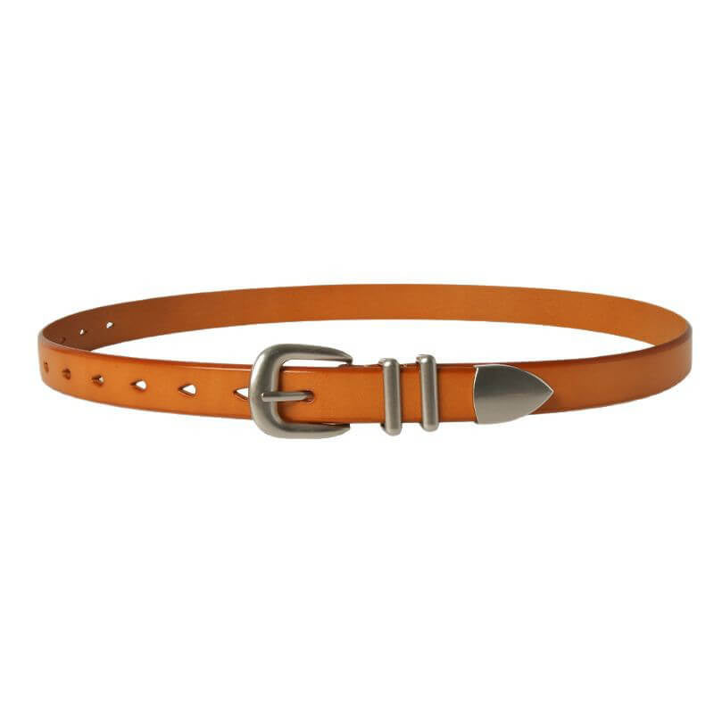 Women's Vintage Silver Buckle Cowhide Leather Belt – Babylon Leather - Babylon LeatherBabylon LeatherDJ04-Black