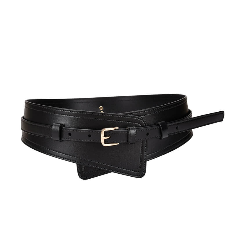 Women's Wide Split Leather Obi Belt with Pin Buckle – Babylon Leather - Babylon LeatherBabylon LeatherDJ13-Black