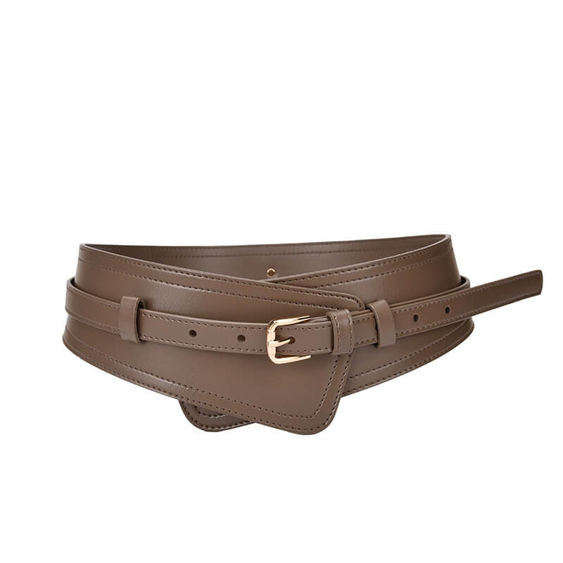 Women's Wide Split Leather Obi Belt with Pin Buckle – Babylon Leather - Babylon LeatherBabylon LeatherDJ13-Khaki