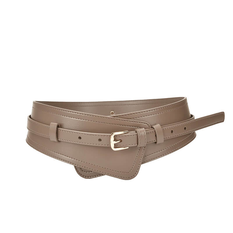 Women's Wide Split Leather Obi Belt with Pin Buckle – Babylon Leather - Babylon LeatherBabylon LeatherDJ13-Light Khaki
