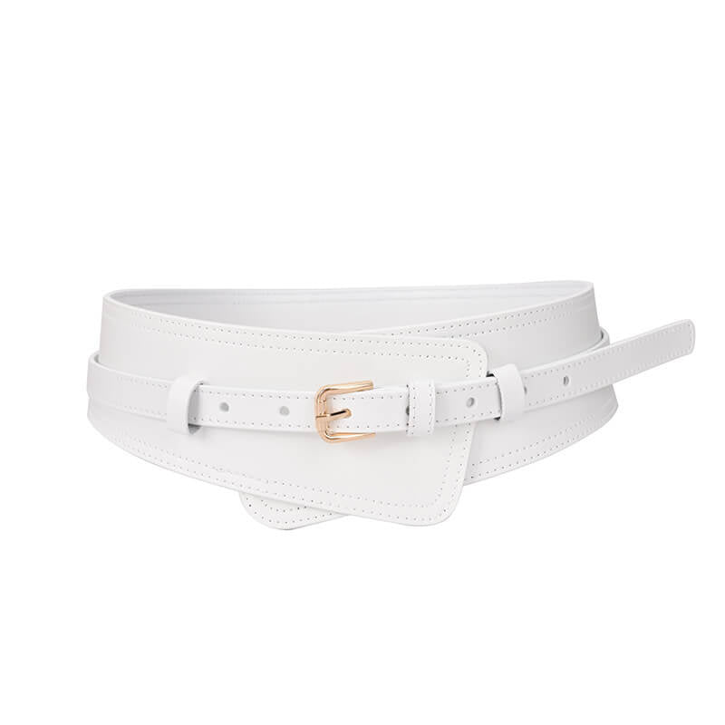 Women's Wide Split Leather Obi Belt with Pin Buckle – Babylon Leather - Babylon LeatherBabylon LeatherDJ13-White