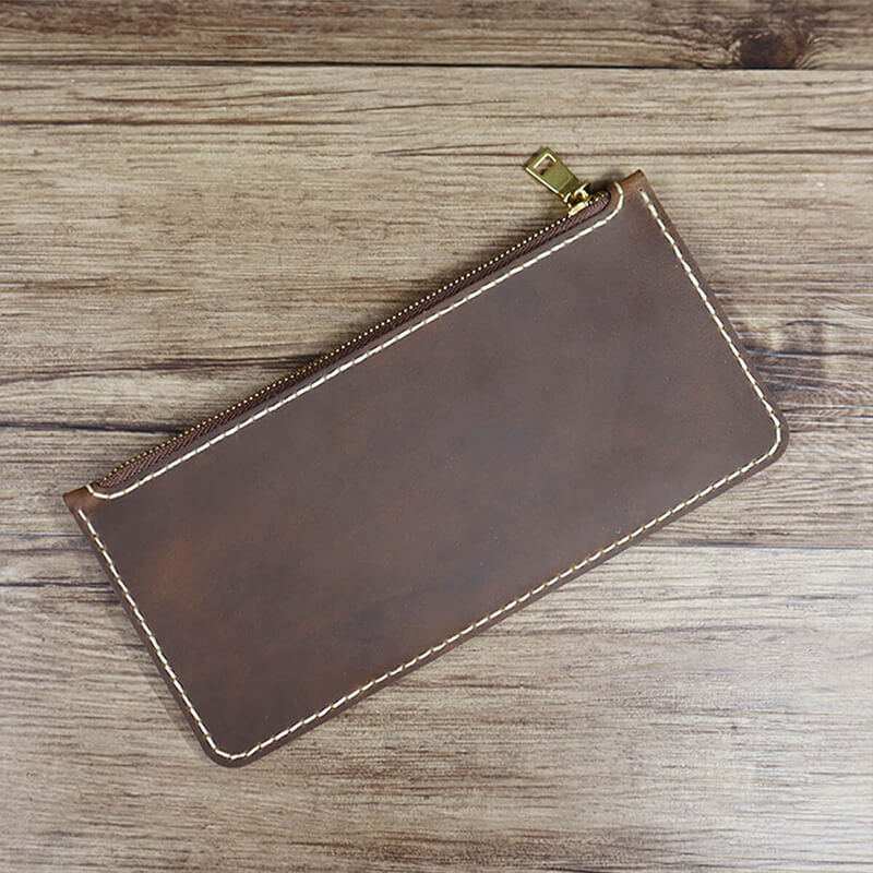 Zip Clutch Phone Wallet Crazy Horse Leather DIY Kit – Babylon Leather - Babylon LeatherBabylon LeatherCY42-Brown