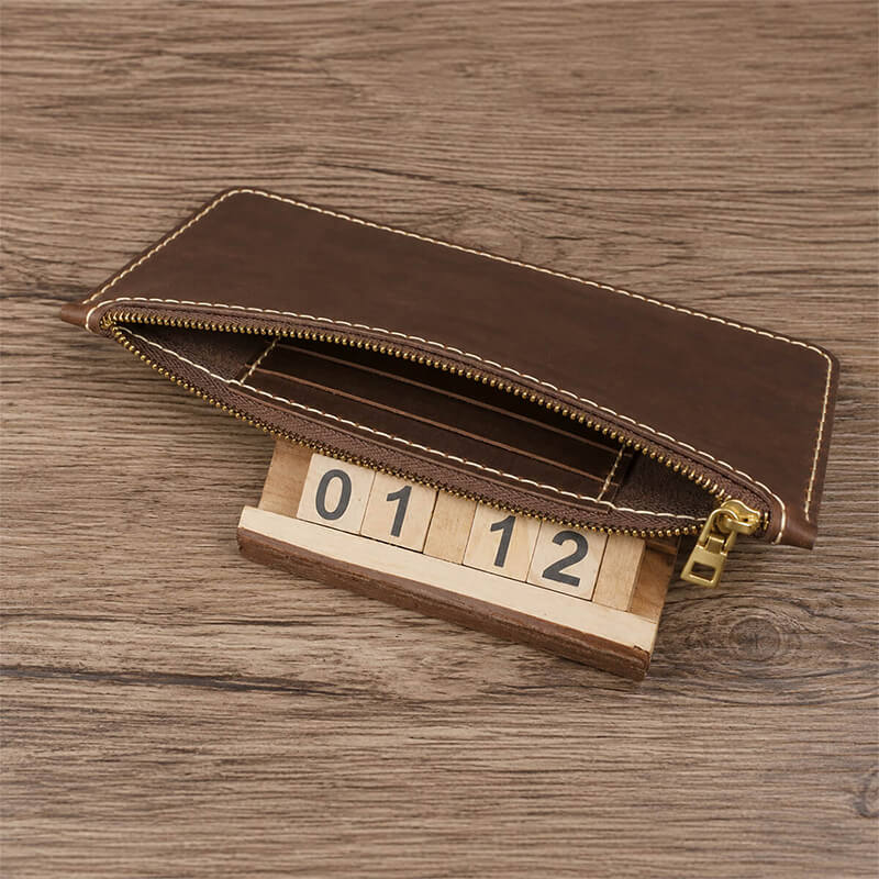 Zip Clutch Phone Wallet Crazy Horse Leather DIY Kit – Babylon Leather - Babylon LeatherBabylon LeatherCY42-Brown