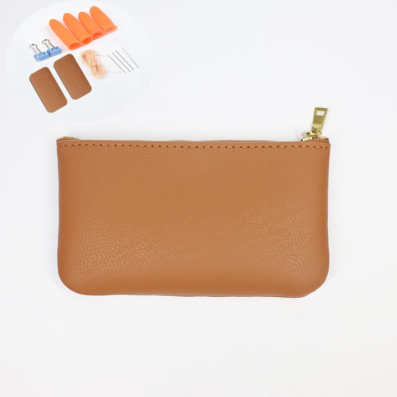 Zip Cosmetic Phone Coin Pouch Leather DIY Kit – Babylon Leather - Babylon LeatherBabylon LeatherCY43-Caramel