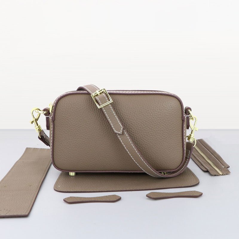 Zip Crossbody Bag DIY Leather Kit – Babylon Leather - Babylon LeatherBabylon LeatherSY49 - Brown - White