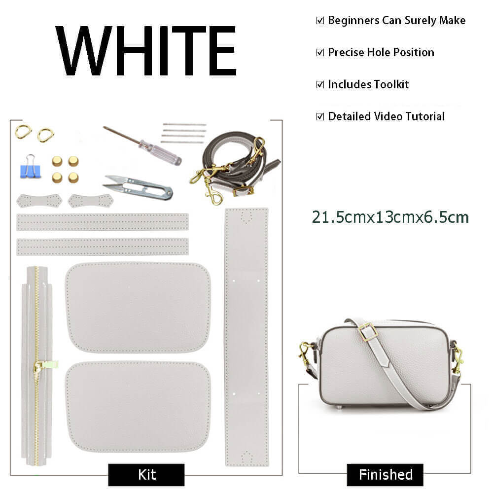 Zip Crossbody Bag DIY Leather Kit – Babylon Leather - Babylon LeatherBabylon LeatherSY49-White-Color-Matched