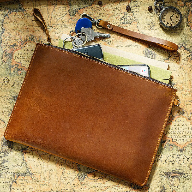Zip Leather Laptop Sleeve Crazy Horse Leather – Babylon Leather - Babylon LeatherBabylon LeatherAN18-Brown