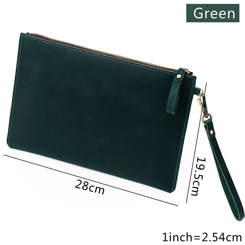 Zip Leather Laptop Sleeve Crazy Horse Leather – Babylon Leather - Babylon LeatherBabylon LeatherAN18-Green