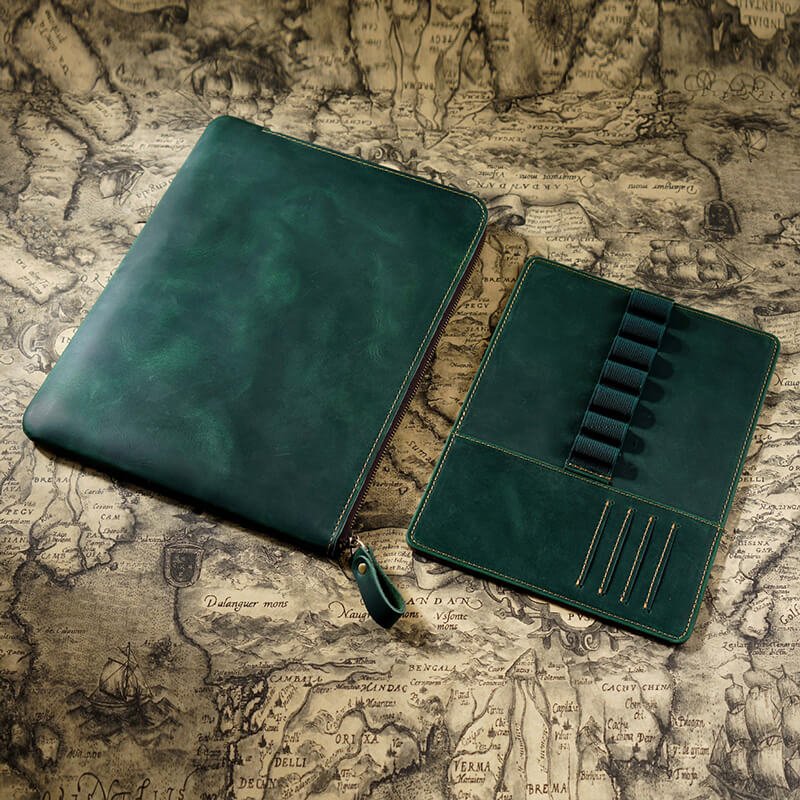 Zip Pen Case with Removable Tray – Babylon Leather - Babylon LeatherBabylon LeatherAN20-Dark Green