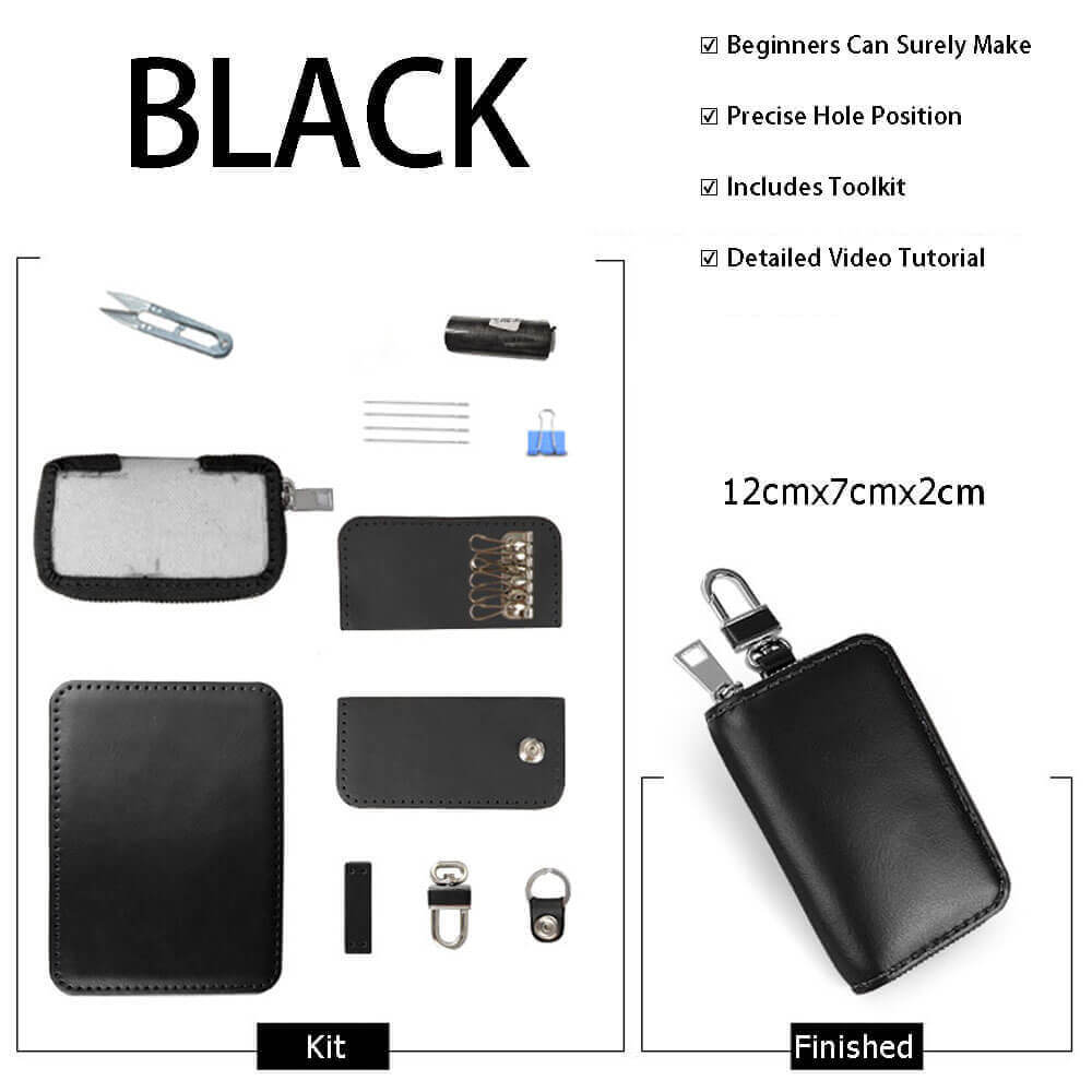 Zipper Pouch Card Holder DIY Kit – Babylon Leather - Babylon LeatherBabylon LeatherSY81-Black-Color-Matched