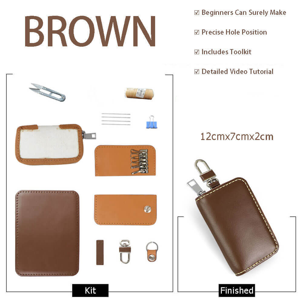Zipper Pouch Card Holder DIY Kit – Babylon Leather - Babylon LeatherBabylon LeatherSY81-Brown-Beige