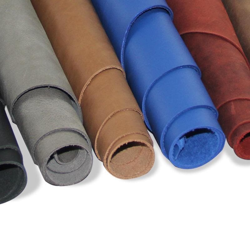 Oil Waxed Genuine Leather 100% Full Grain Tooling Cowhide Leather Oil Tanned Top Grade Leather 15 Colors ™ - Babylon Leatherleatherjiaoxu