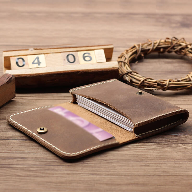 Vintage Card Holder Crazy Horse Leather DIY Kit – Babylon Leather