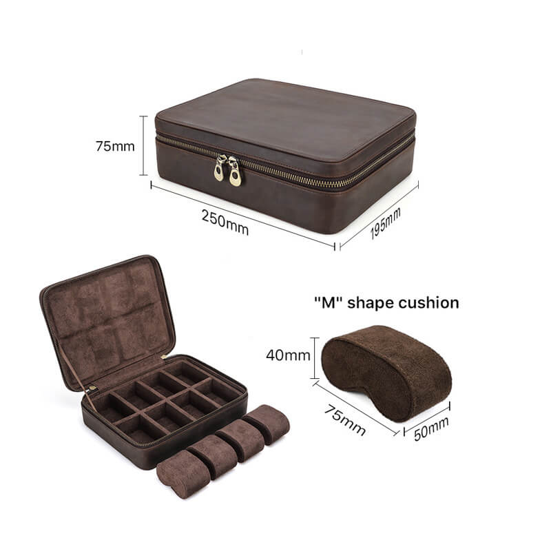 Crazy Horse Leather Watch Storage Case 8 Slots – Babylon Leather