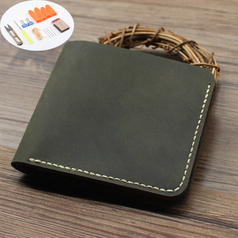 Dual-Bill Short Wallet Crazy Horse Leather DIY Kit – Babylon Leather