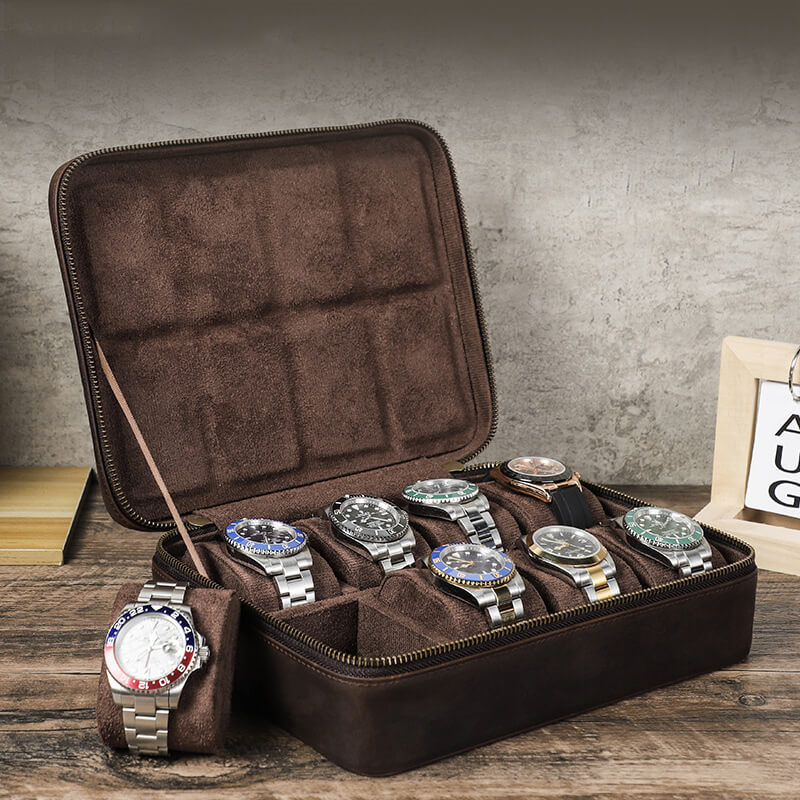 Crazy Horse Leather Watch Storage Case 8 Slots – Babylon Leather