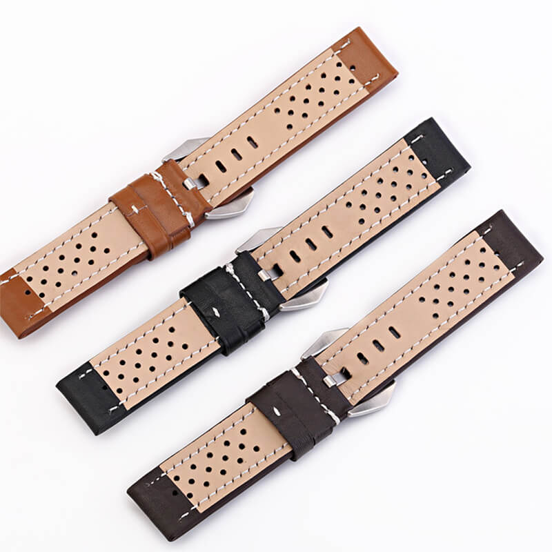 Perforated Top Grain Leather Watch Strap, 20mm, 22mm, 24mm and 26mm – Babylon Leather