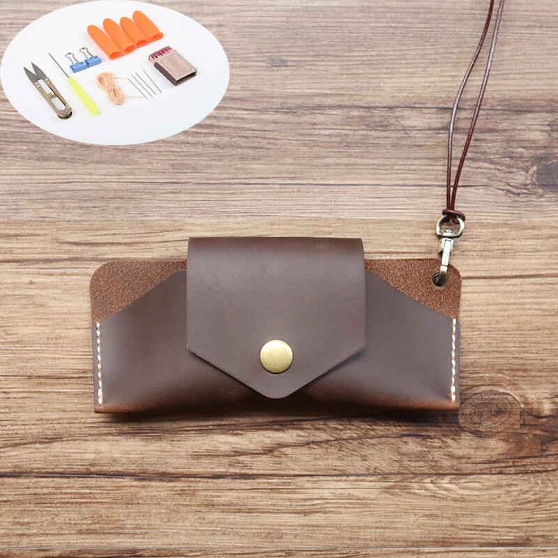Glasses Case with Strap Crazy Horse Leather DIY Kit – Babylon Leather