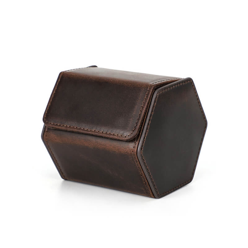 Hexagonal Crazy Horse Leather Single Watch Case – Babylon Leather