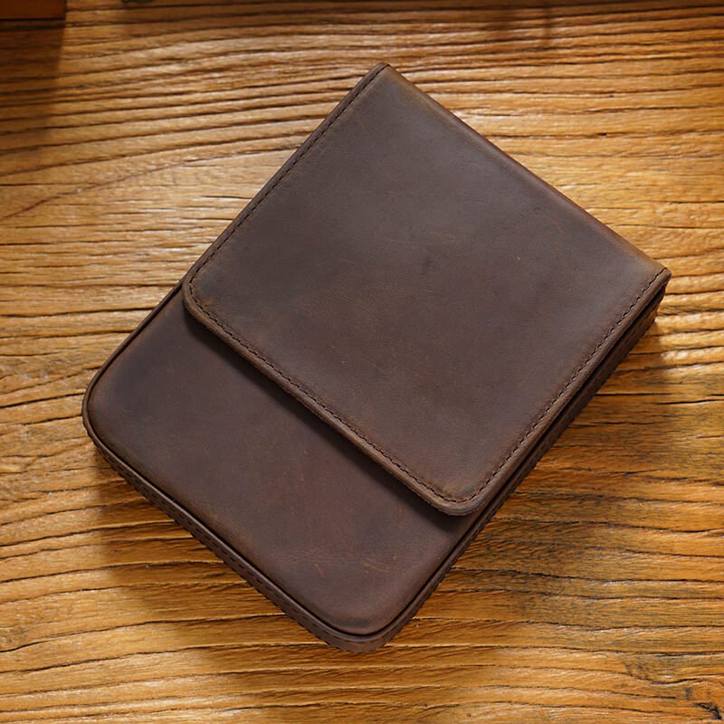 12-Slot Zip Pen Organizer Crazy Horse Leather – Babylon Leather - Babylon LeatherBabylon LeatherAN43-Coffee