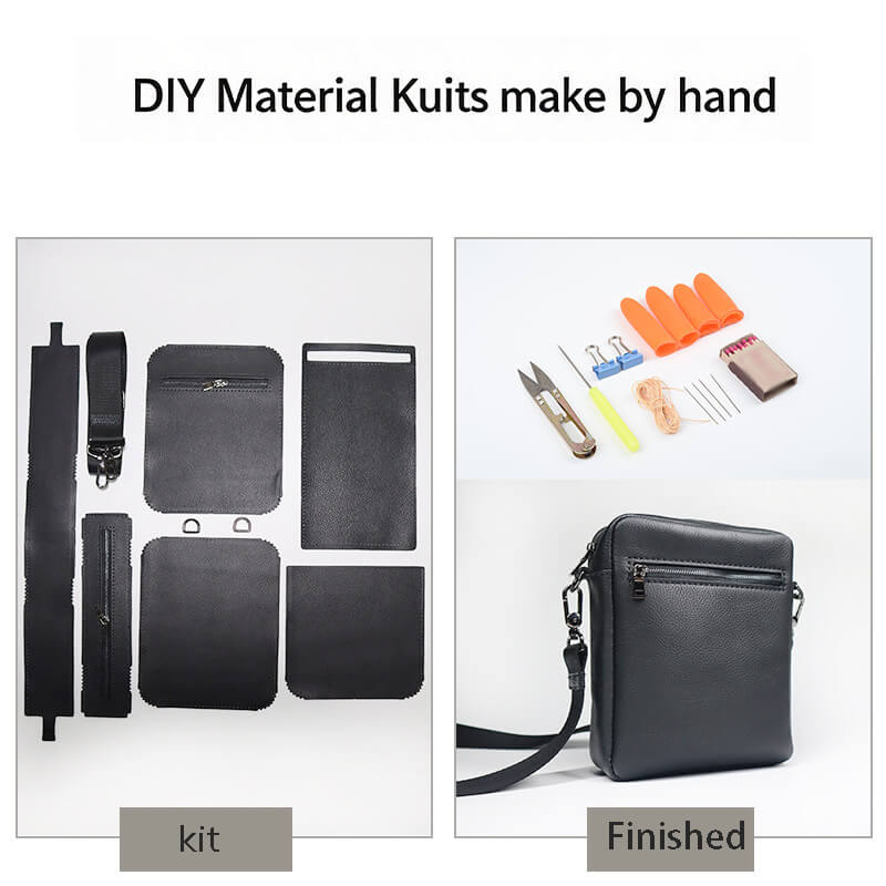 Men's Zip Crossbody Bag Top Grain Leather DIY Kit – Babylon Leather
