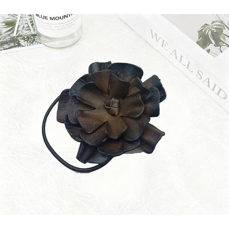[$150+] Handmade Cowhide Leather Flower Hair Clip - Babylon LeatherBabylon LeatherMJY04-Coffee