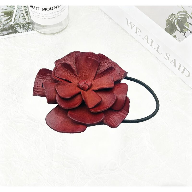 [$150+] Handmade Cowhide Leather Flower Hair Clip - Babylon LeatherBabylon LeatherMJY04-Red