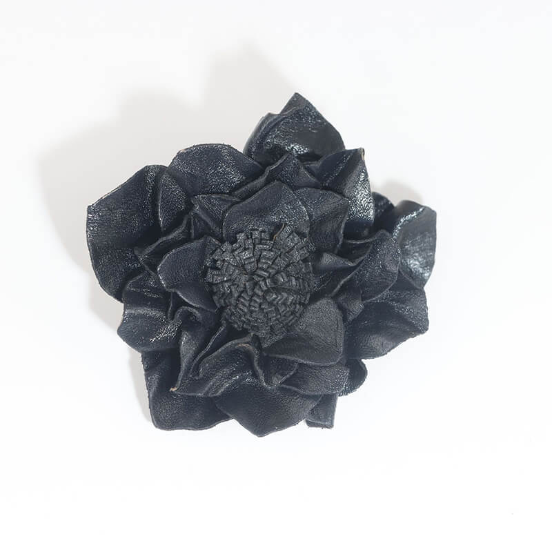 [$150+] Handmade Lotus Leather Flower Brooch - Babylon LeatherBabylon LeatherMJY06-Black