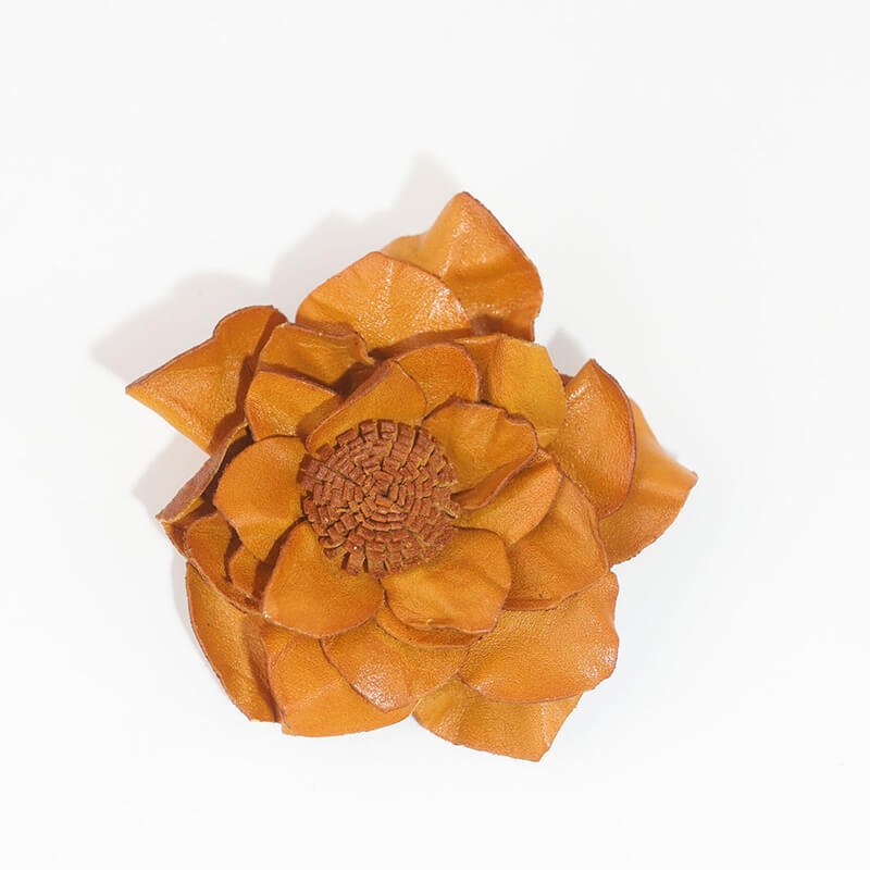 [$150+] Handmade Lotus Leather Flower Brooch - Babylon LeatherBabylon LeatherMJY06-Brown