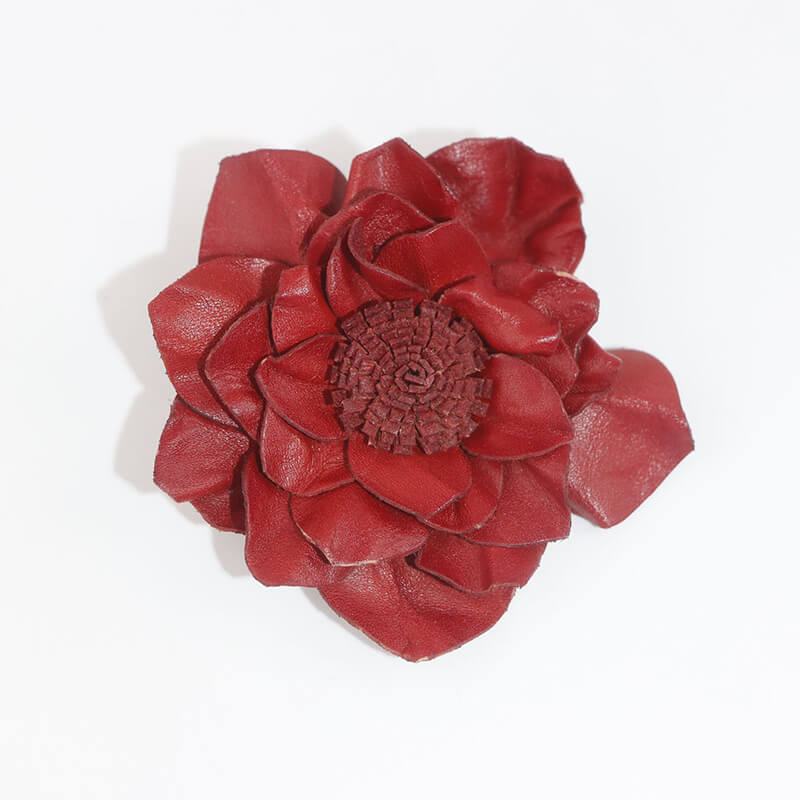 [$150+] Handmade Lotus Leather Flower Brooch - Babylon LeatherBabylon LeatherMJY06-Red