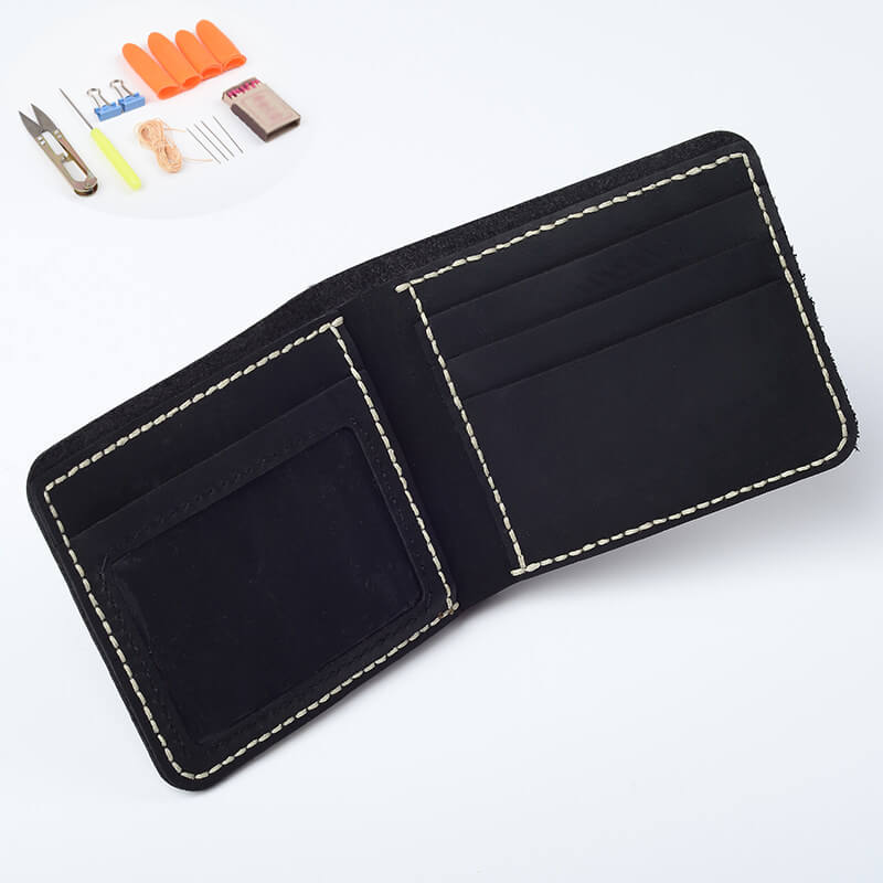 Men's Bifold Wallet Crazy Horse Leather DIY Kit – Babylon Leather