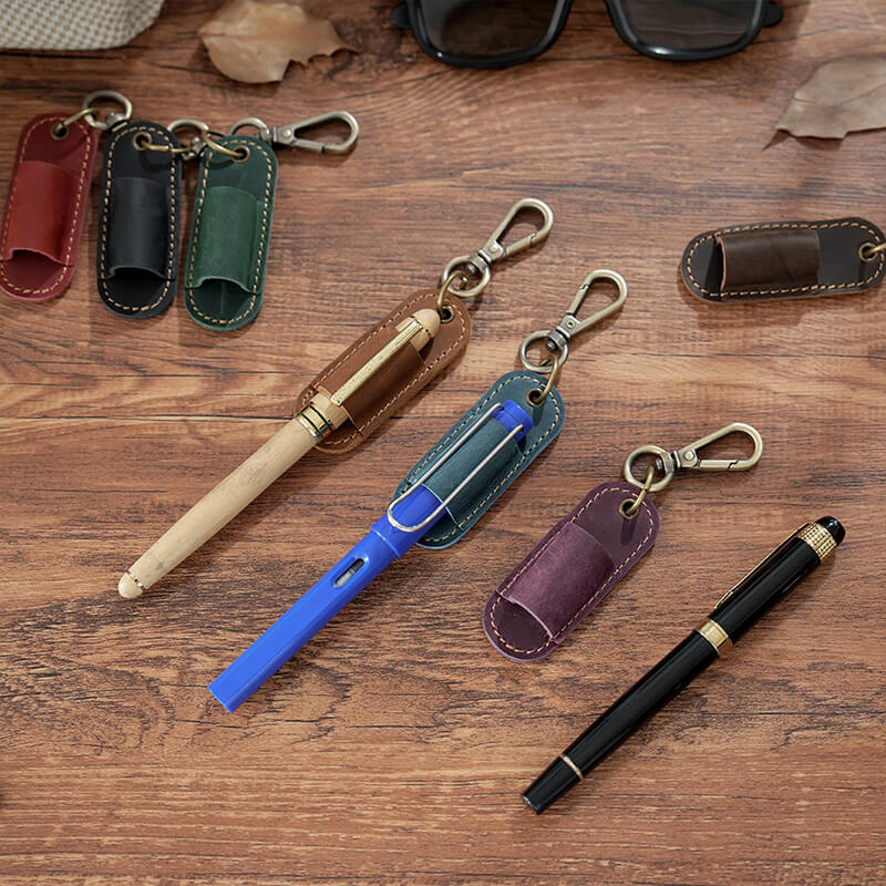 Pen Sleeve with Keychain Clip – Babylon Leather