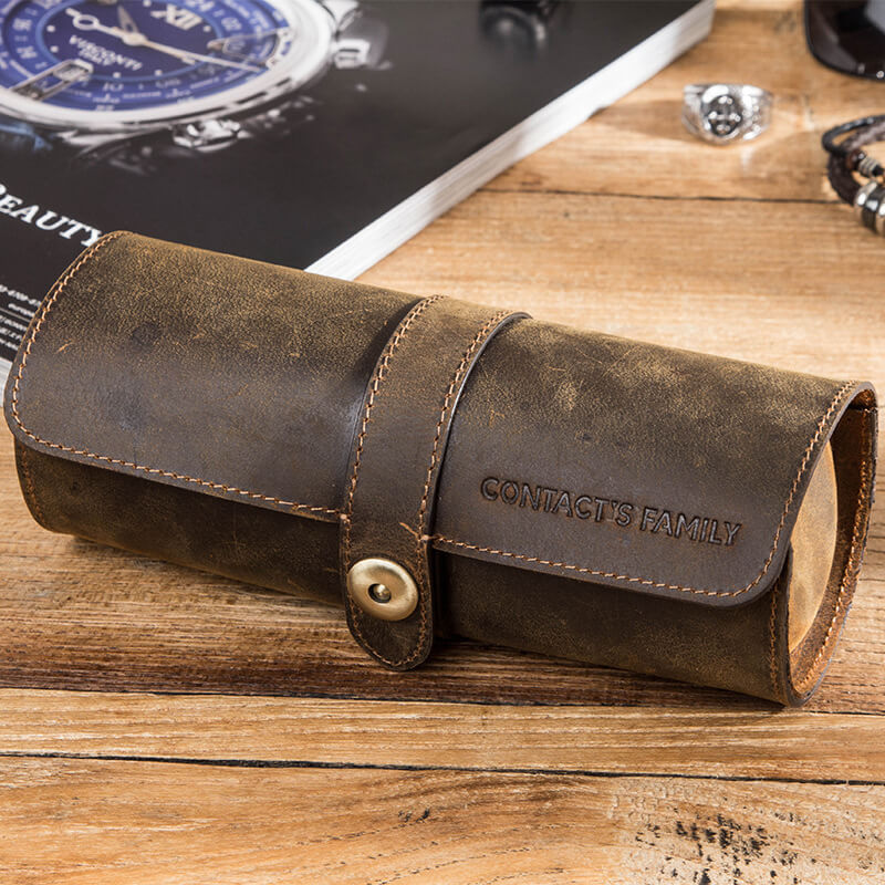 Crazy Horse Leather 3-Watch Roll – Babylon Leather