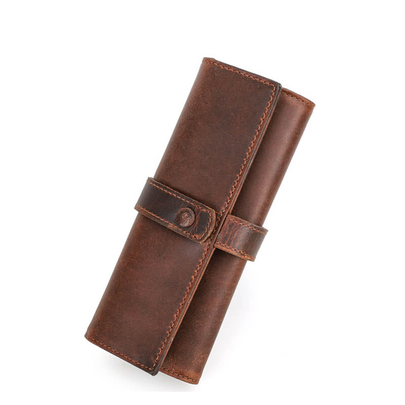 Crazy Horse Leather Watch Wrap Case, 2 Slots – Babylon Leather