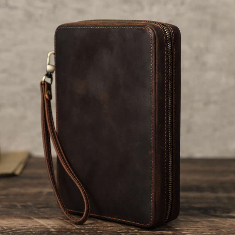 Crazy Horse Leather Watch Strap Storage Case 12 Slots – Babylon Leather