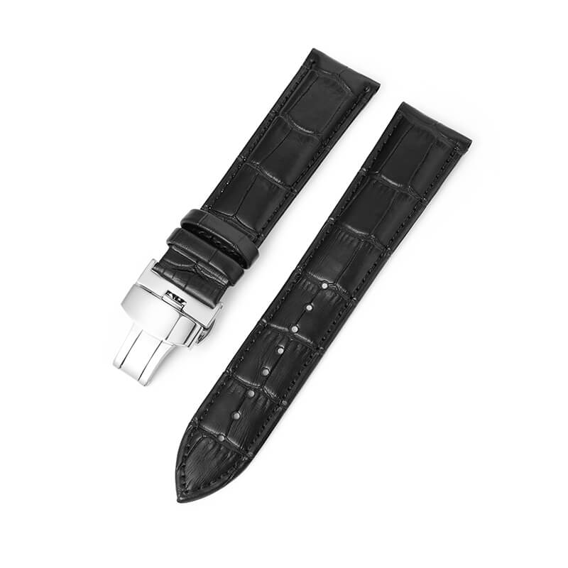 Bamboo-Textured Top Grain Leather Watch Strap with Deployant Clasp – Babylon Leather