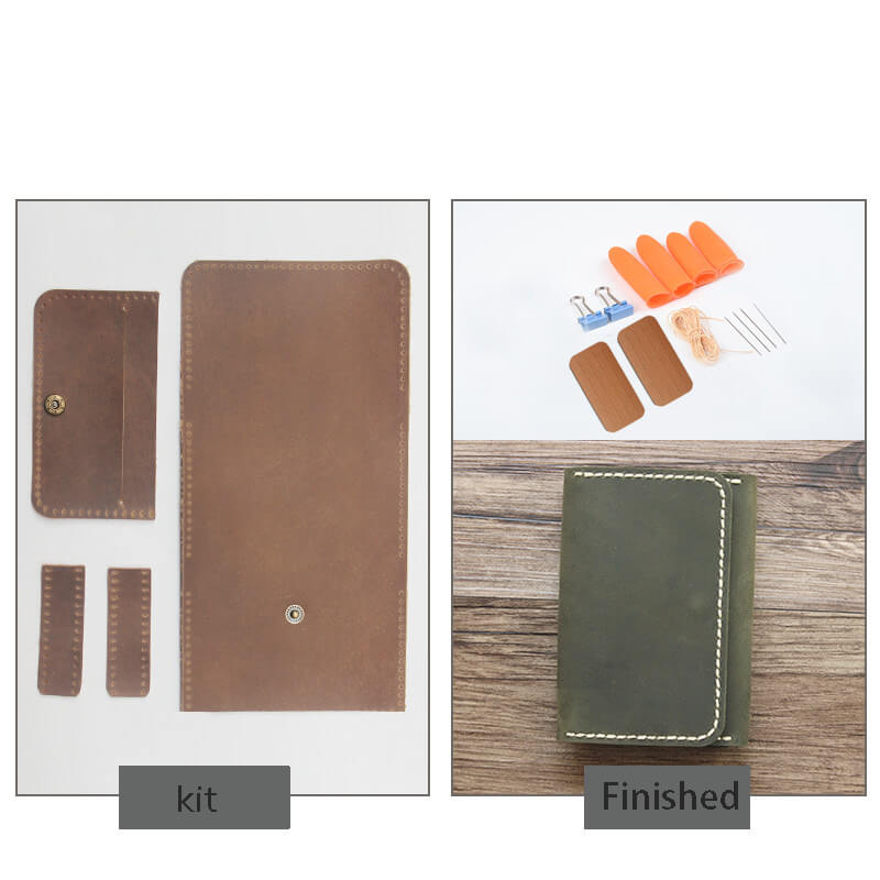 Large Card Coin Case Crazy Horse Leather DIY Kit – Babylon Leather