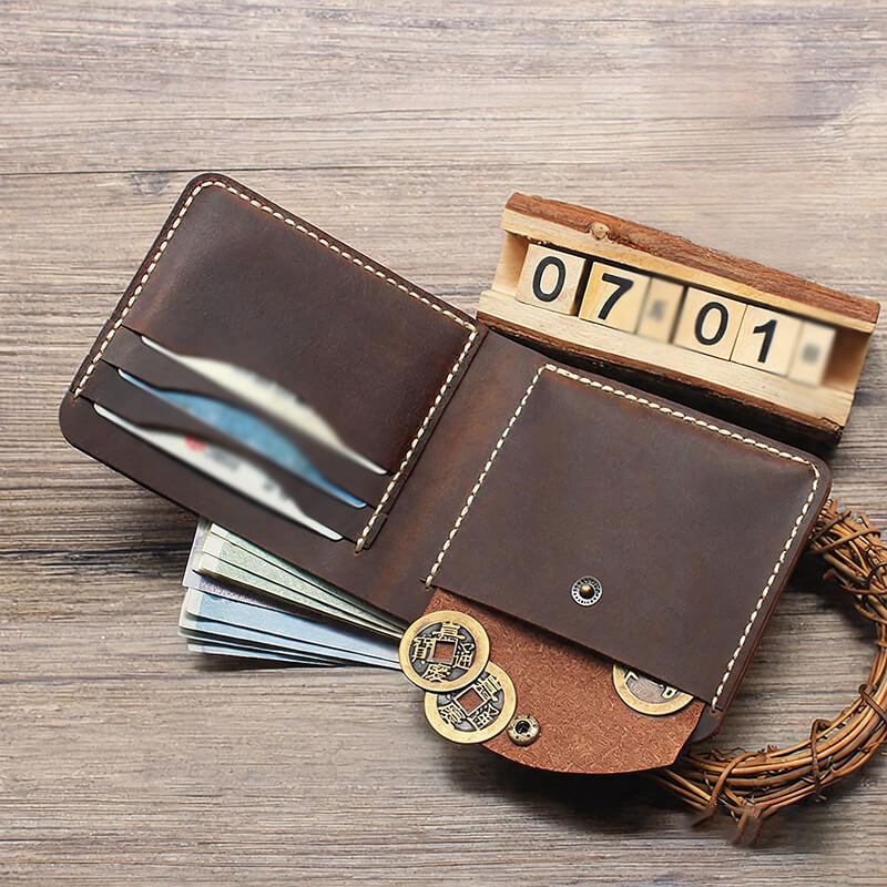 Buckle Wallet with Coin Crazy Horse Leather DIY Kit – Babylon Leather