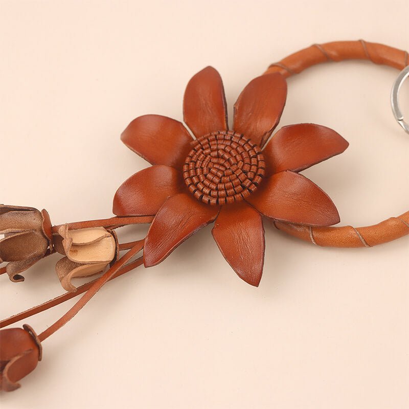 [$360+] Colorful Cowhide Leather Flower Bag Charm - Babylon LeatherBabylon LeatherMJY07-Brown