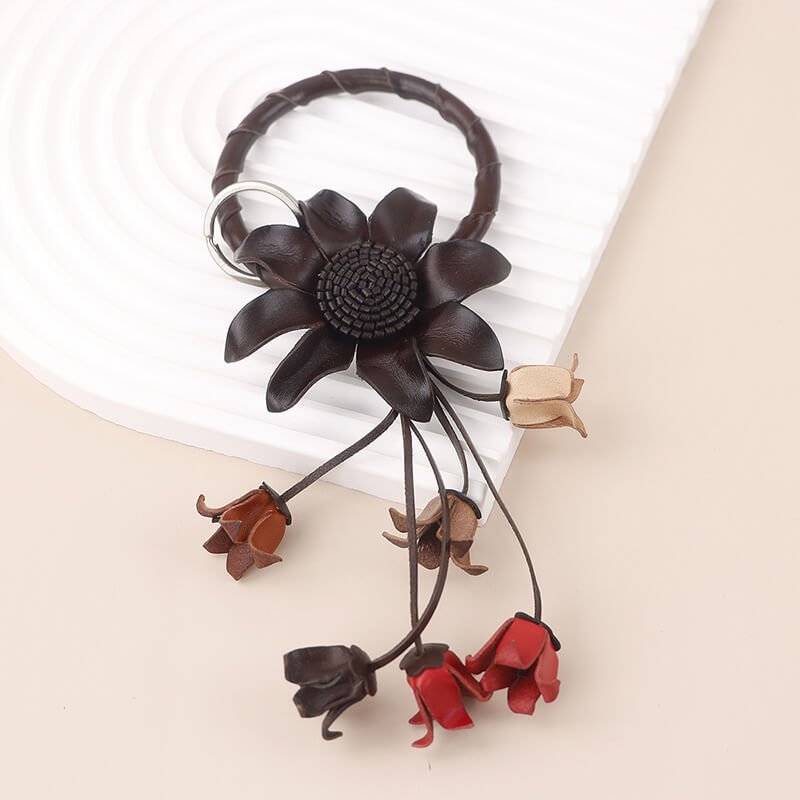 [$360+] Colorful Cowhide Leather Flower Bag Charm - Babylon LeatherBabylon LeatherMJY07-Coffee
