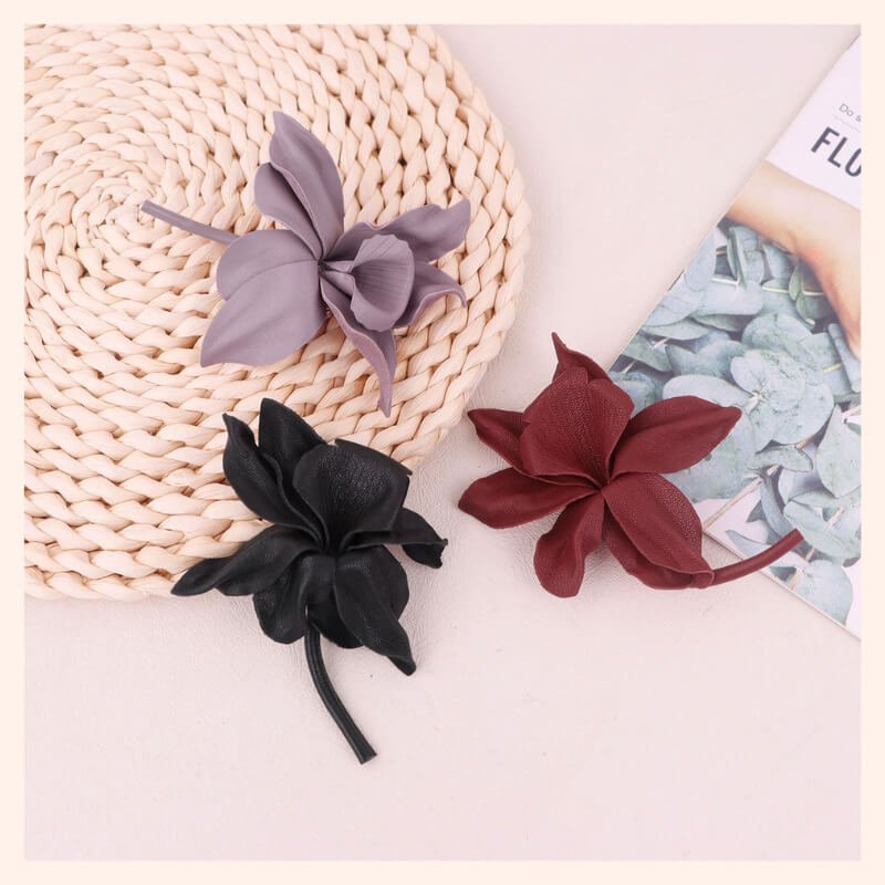 [$360+] Handmade Sheepskin Magnolia Flower Brooch - Babylon LeatherBabylon LeatherMJY01-Purple