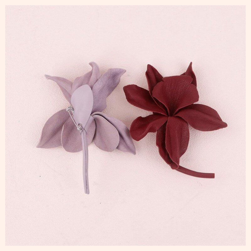 [$360+] Handmade Sheepskin Magnolia Flower Brooch - Babylon LeatherBabylon LeatherMJY01-Purple